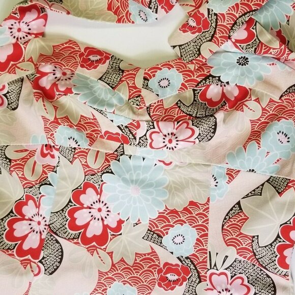 LULY K 90s Cream Floral Flare Halter Tie Cotton Zip Back GORGEOUS Dress size S - Picture 3 of 9